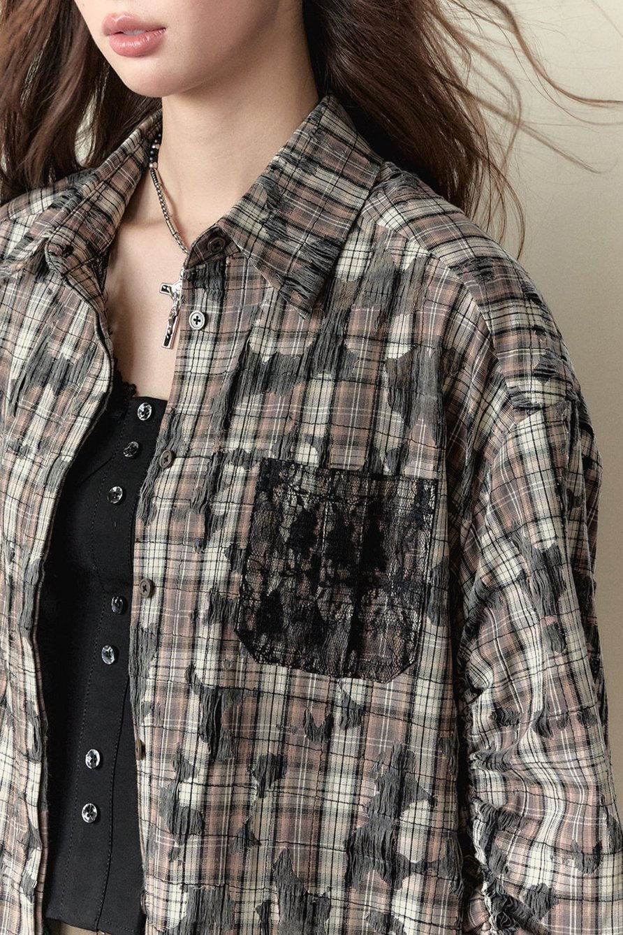 Plaid Patchwork Loose Shirt Jacket