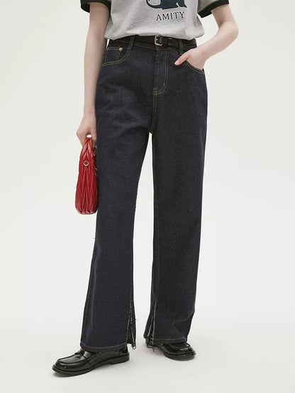 Mid-High Waist Side Slit Pants