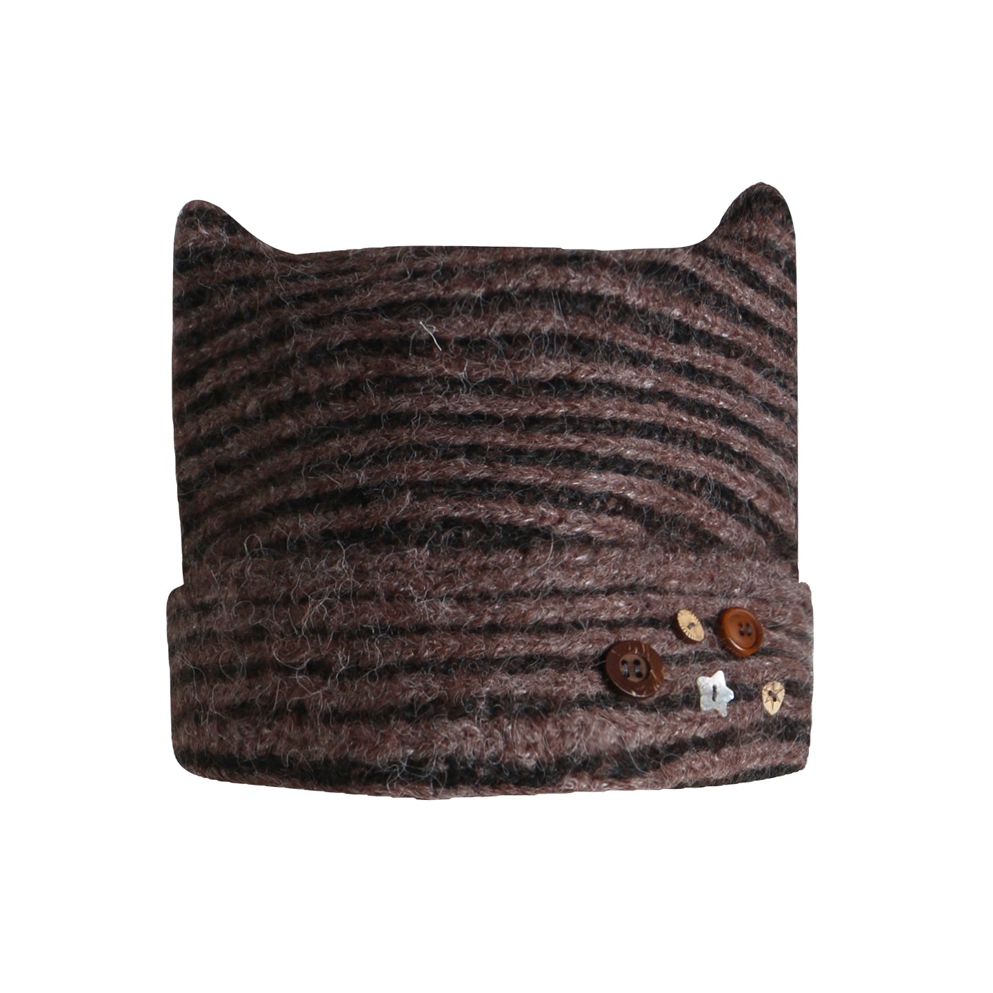 Striped Cat Ear Knit Hat