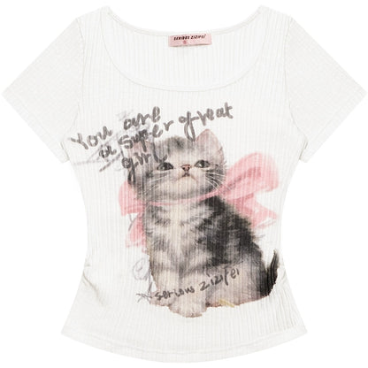 American Retro Cute Cat Top