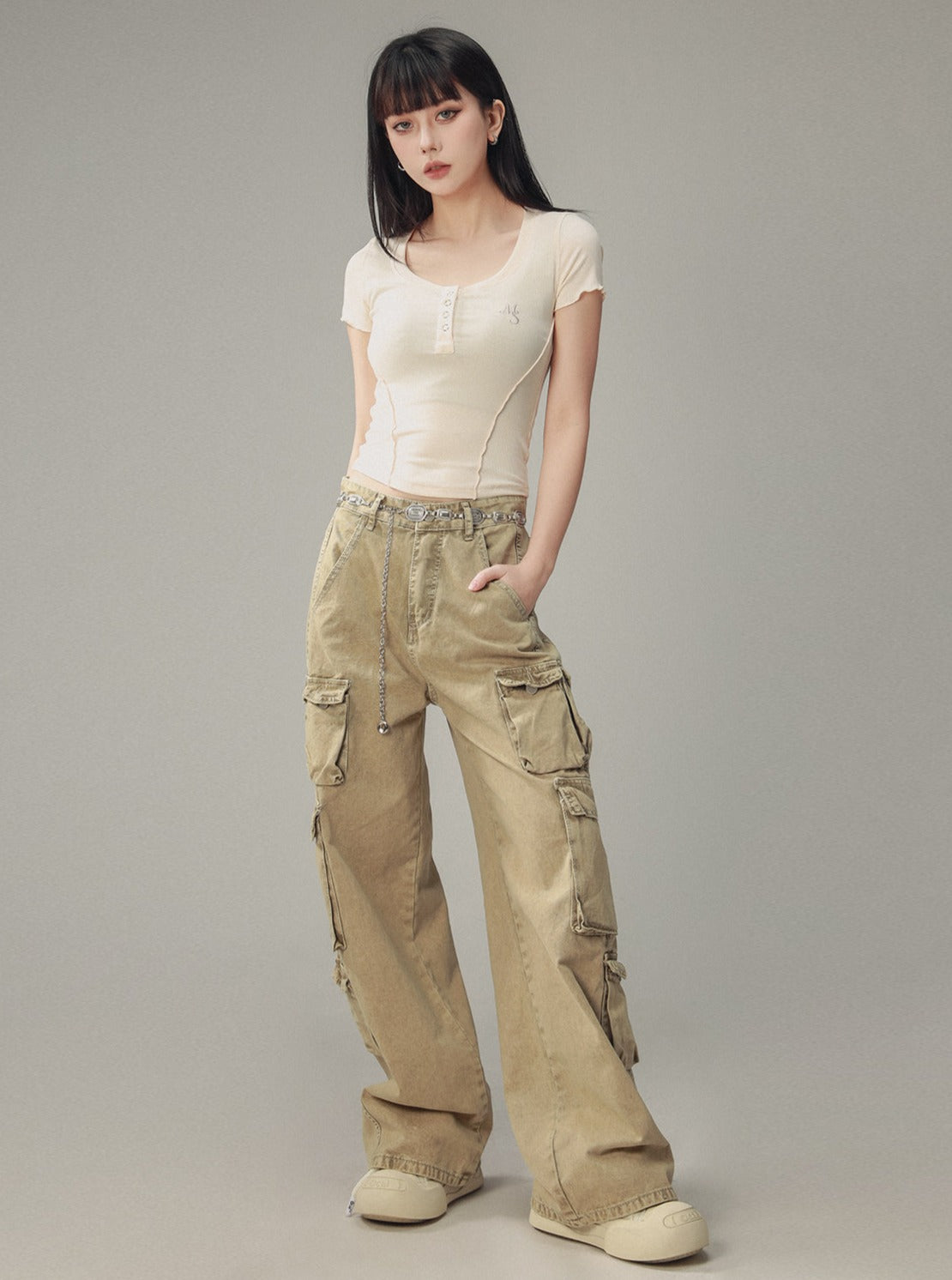 Vintage Distressed Pocket Cargo Pants