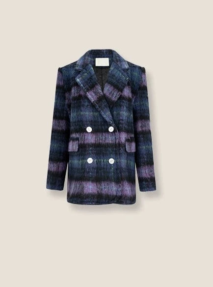 Violet Long Cropped Wool Coat Jacket