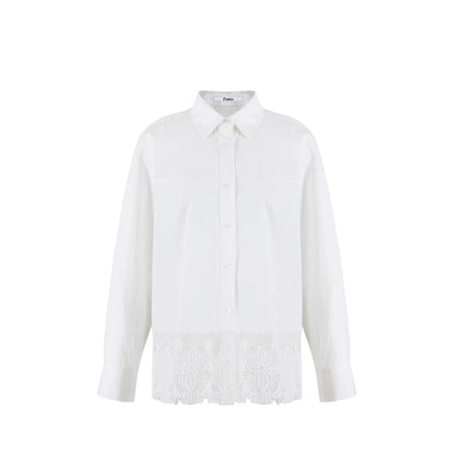 Hollow Lace Drop Shoulder Shirt