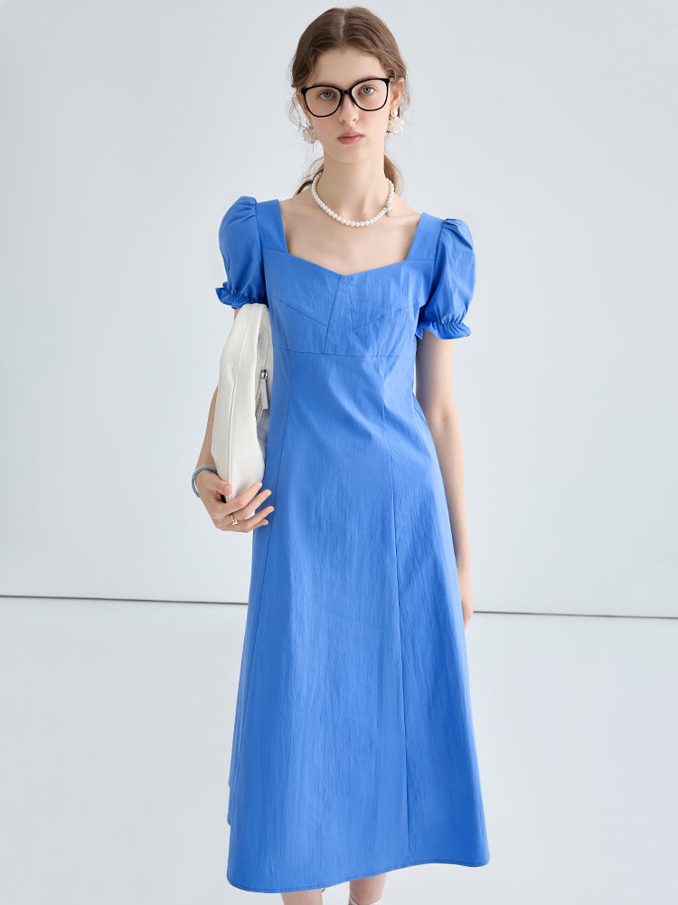 Versatile Puff Sleeve Long Dress