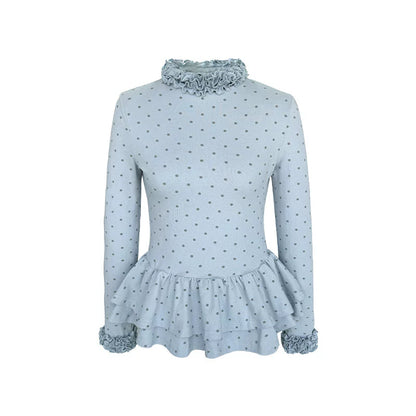 Gray Polka Dot Knitted Shirt Set-Up