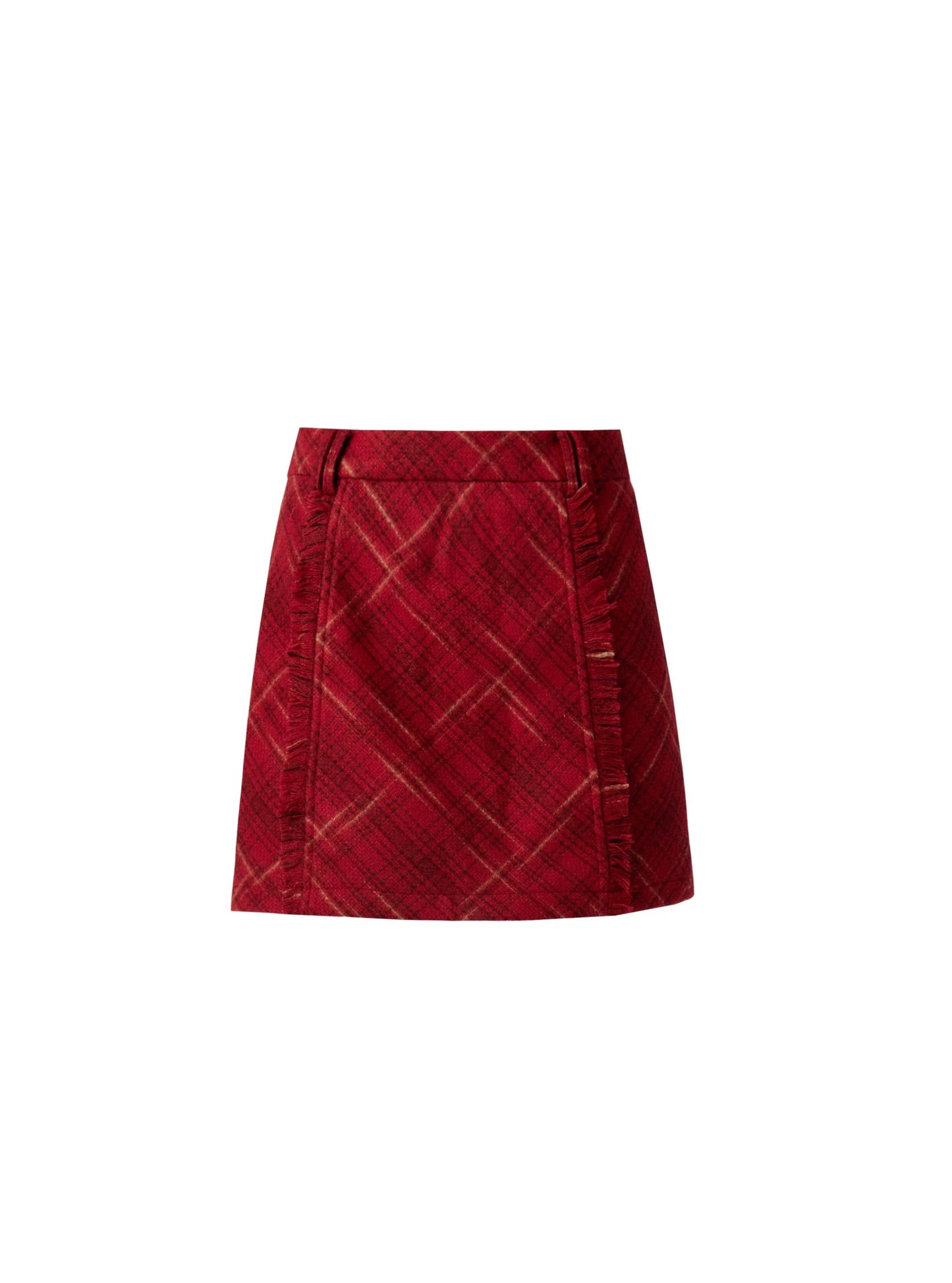 Retro Versatile Red Check Skirt