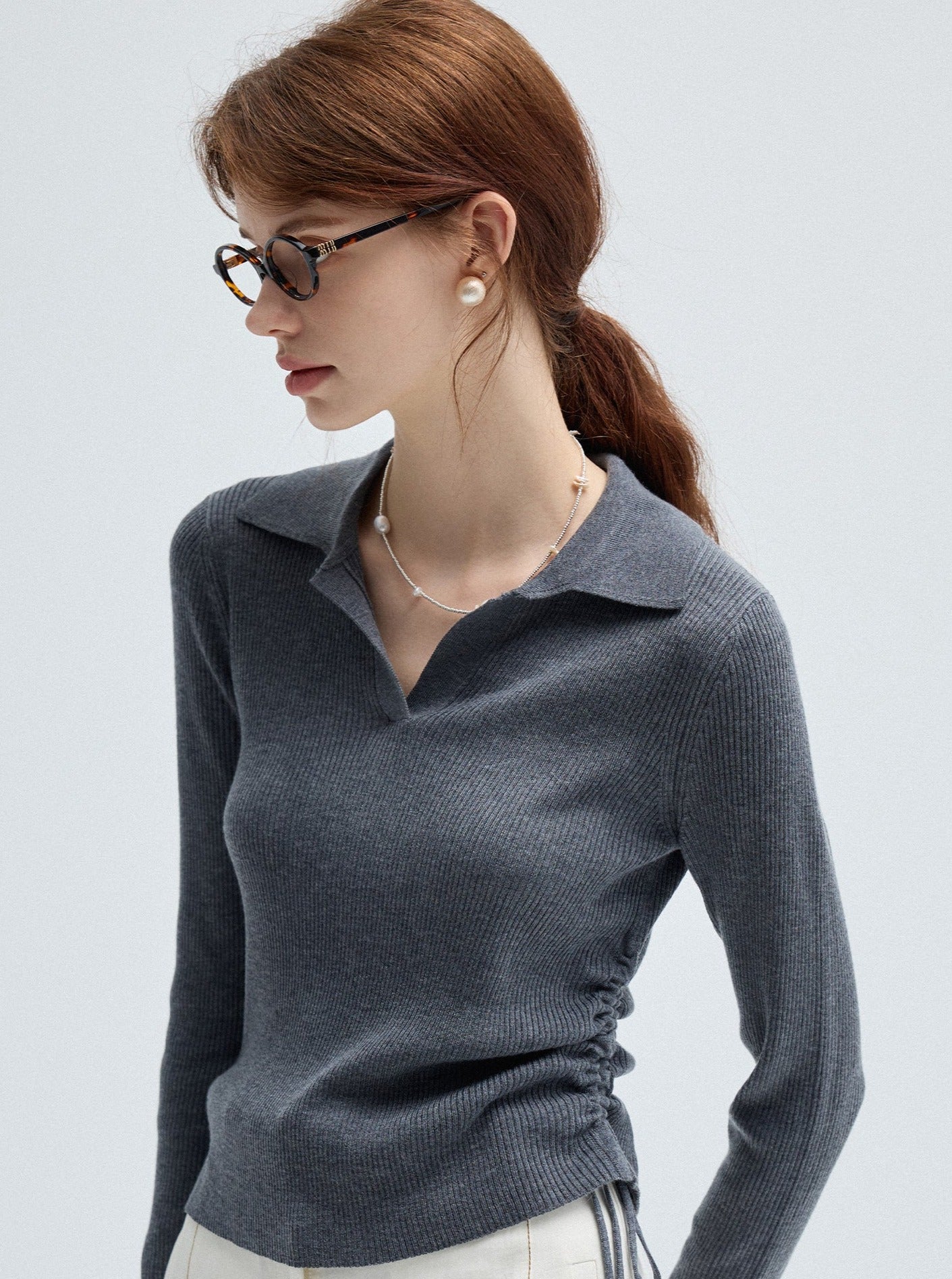 Side Drawstring Chic Knitwear Top