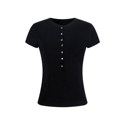 Simple Black Button-Down Top