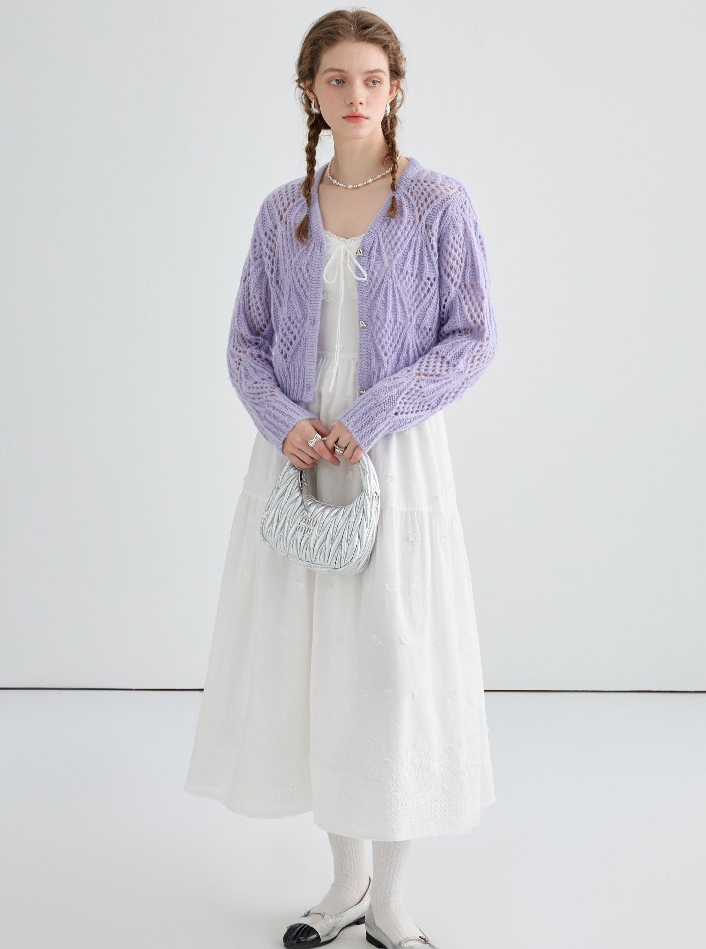 Elegant Jacquard Knit Cardigan