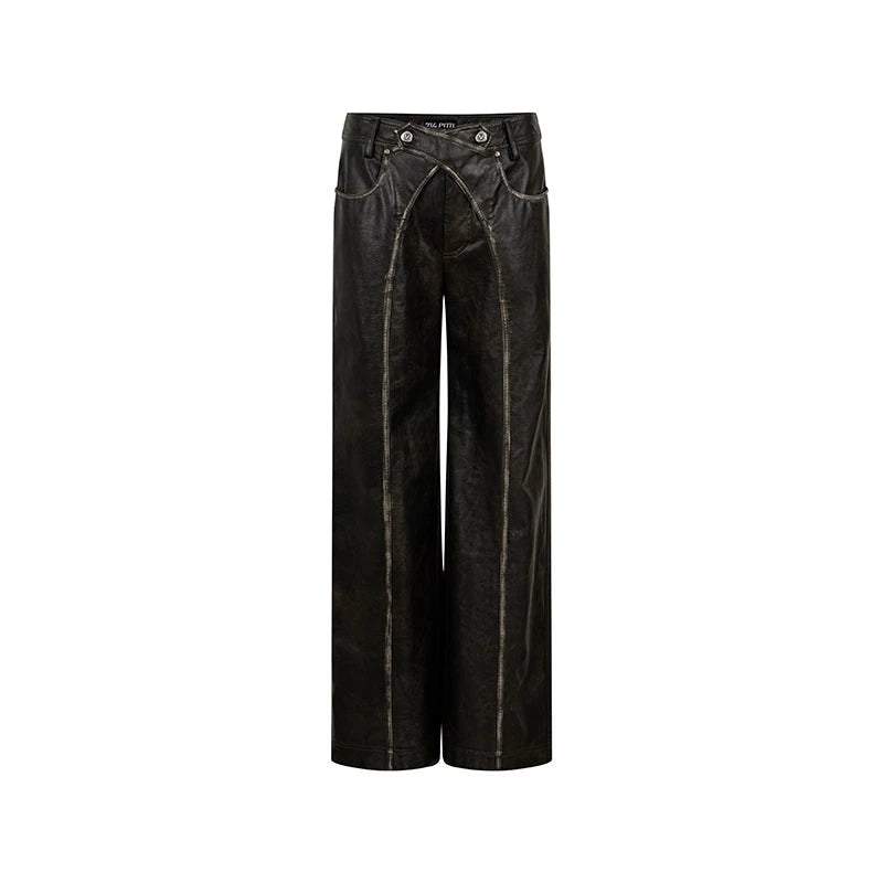 Loose rubbing pu leather pants