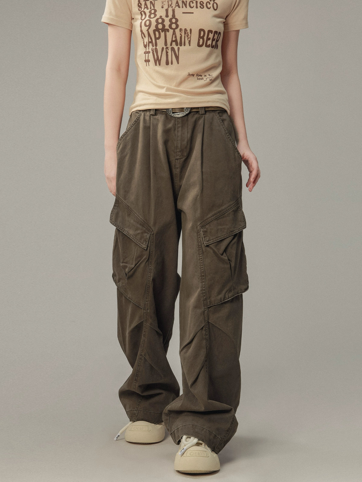 Casual Straight Leg Pocket Cargo Pants