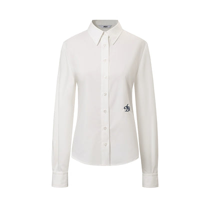 Embroidered Peak Collar College Shirt