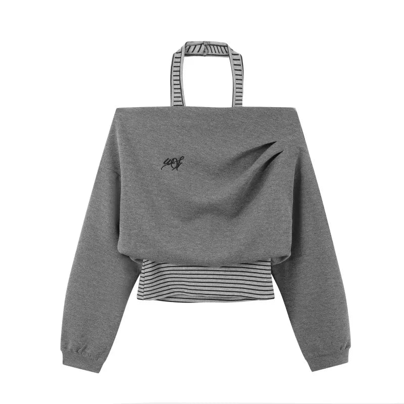 Gray Knitted Sporty Suit Set-Up