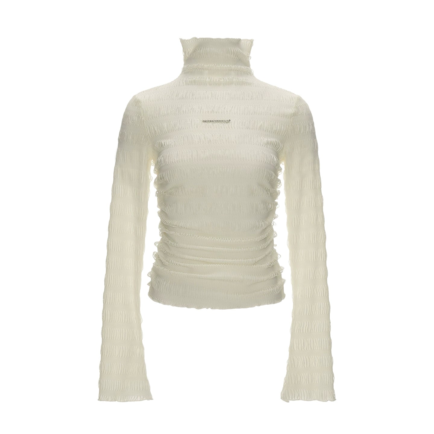 High-Neck Knitted Striped Slimming Shirt