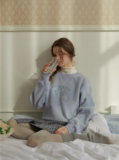 fleece embroidery sweatshirt