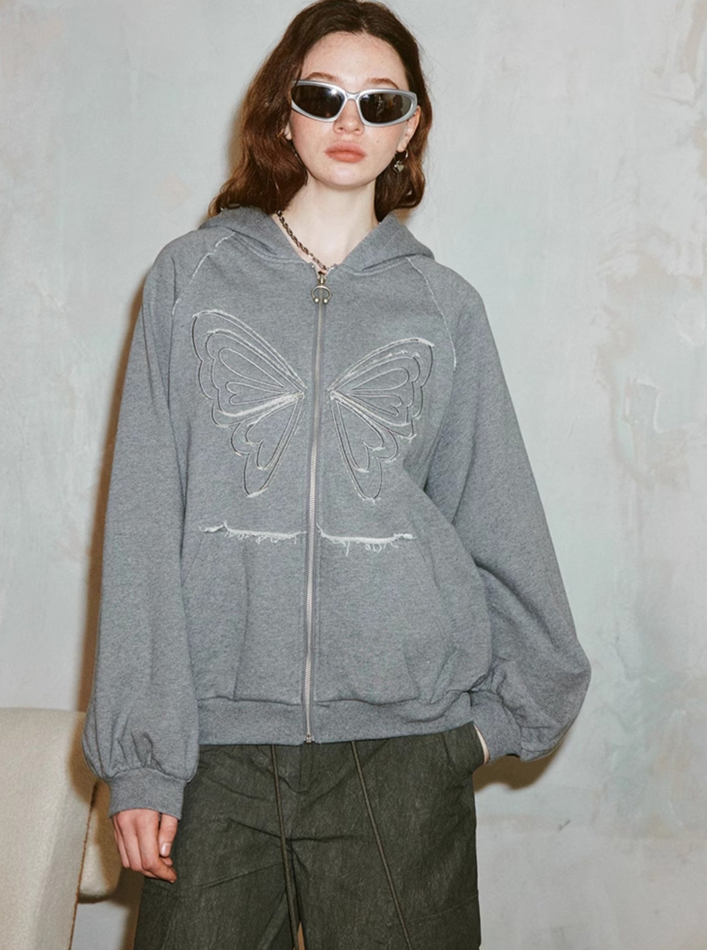 Butterfly Loose Slouchy Hooded Coat