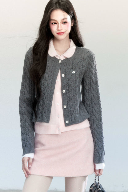Pink Woolen A-Line Skirt
