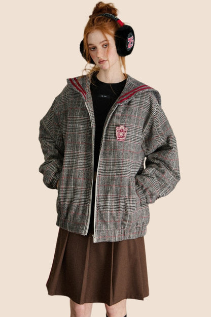 Loose Check Hooded Jacket