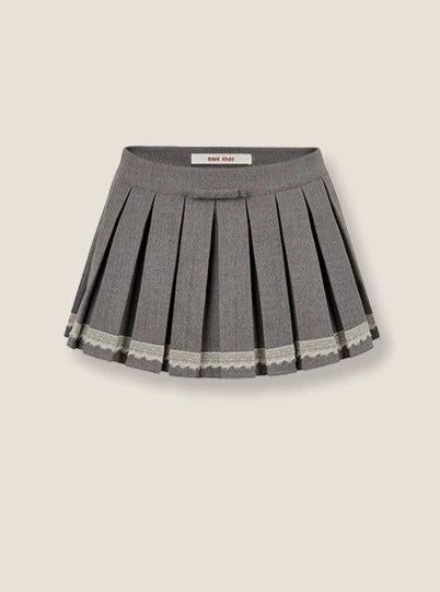 Retro Gray Low Waist Pleated Skirt