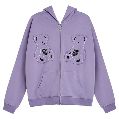 sweet purple bear sweats jacket