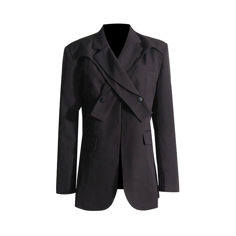 High-End Niche Black Blazer Coat
