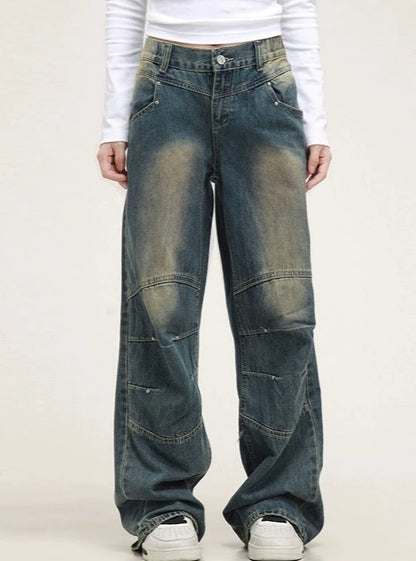 American studded washed jeans pants