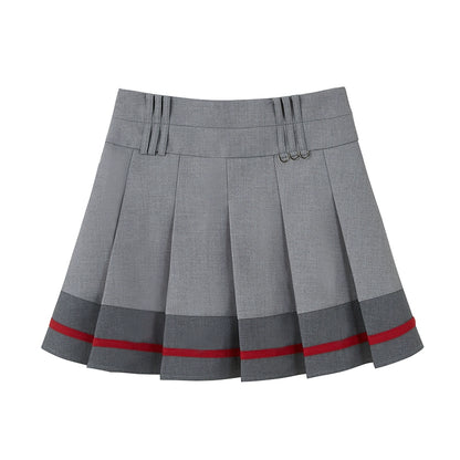 high-waisted A-line pleated skirt