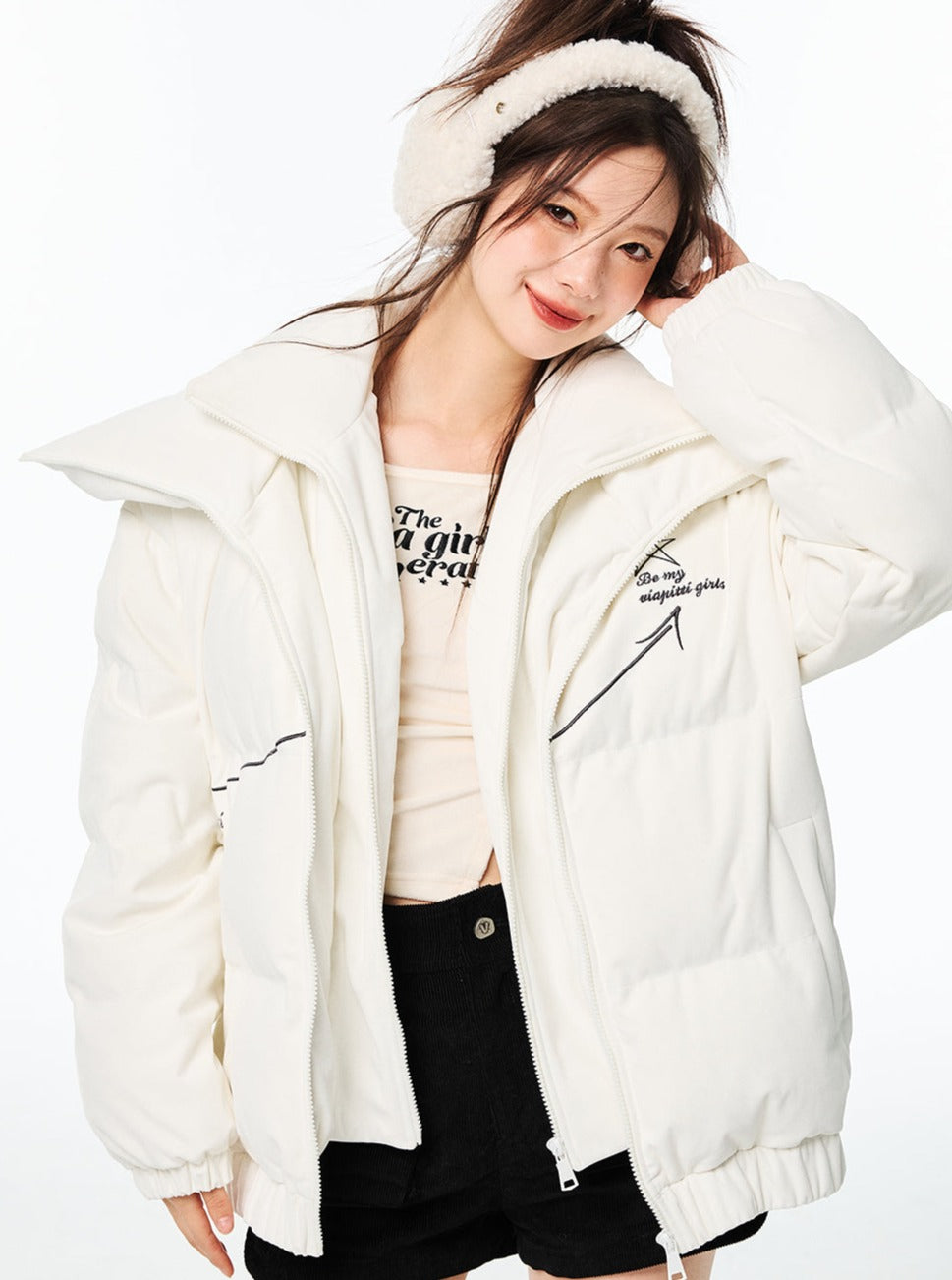 double-layered high-neck down jacket