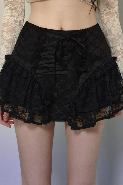 Ballet Aesthetics Irregular Lace Skirt