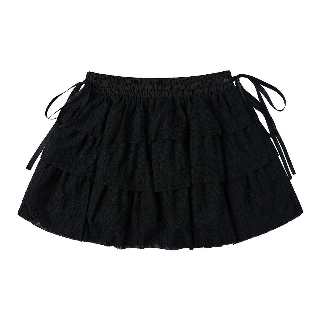 A-Line Black Lace Cake Skirt