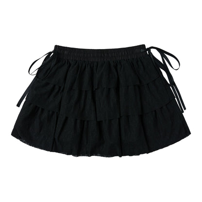 A-Line Black Lace Cake Skirt