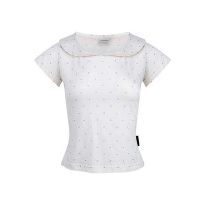 Summer Polka Dot Doll Neck Tee