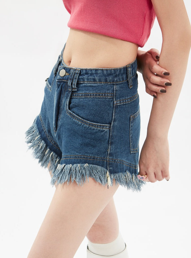 High Waist Wide Legs Slim Short Jean Pants