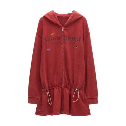 Autumn Logo Hooded Zipper Dress