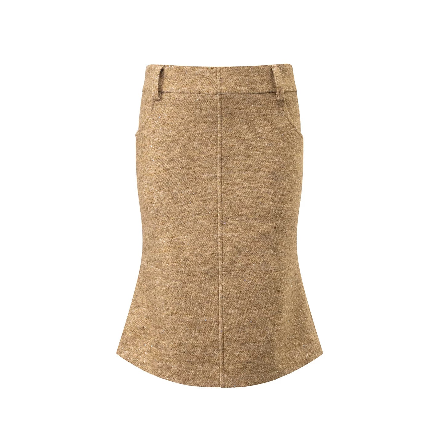 Khaki Tweed Jacket And Skirt Set-Up