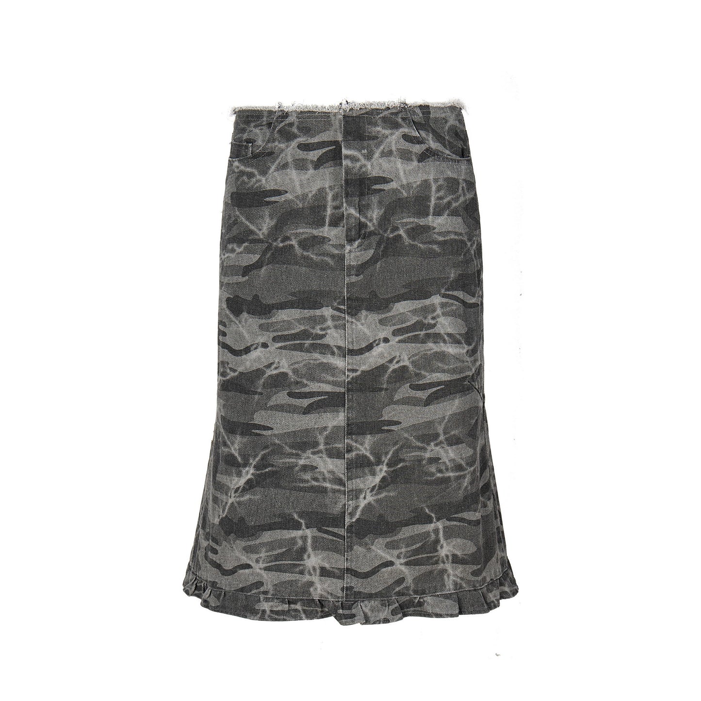 Retro Camouflage Ruffled Skirt