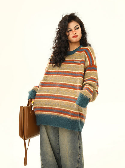 American retro striped sweater