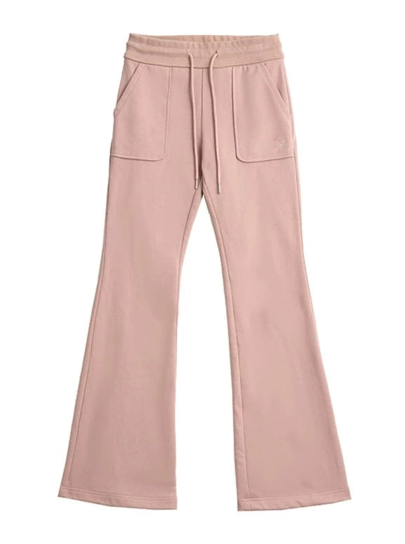 high waist drawstring stretch mopping flared pants