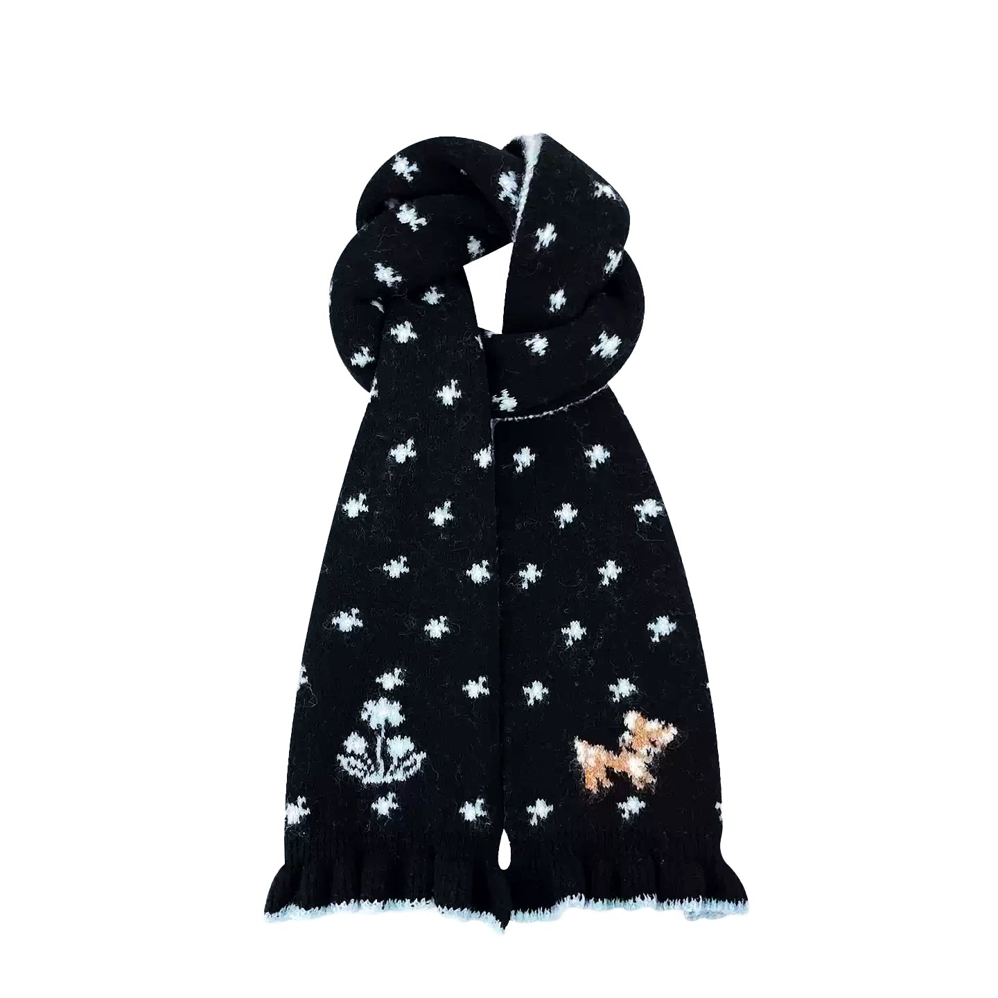 Cartoon Polka Dot Wool Scarf