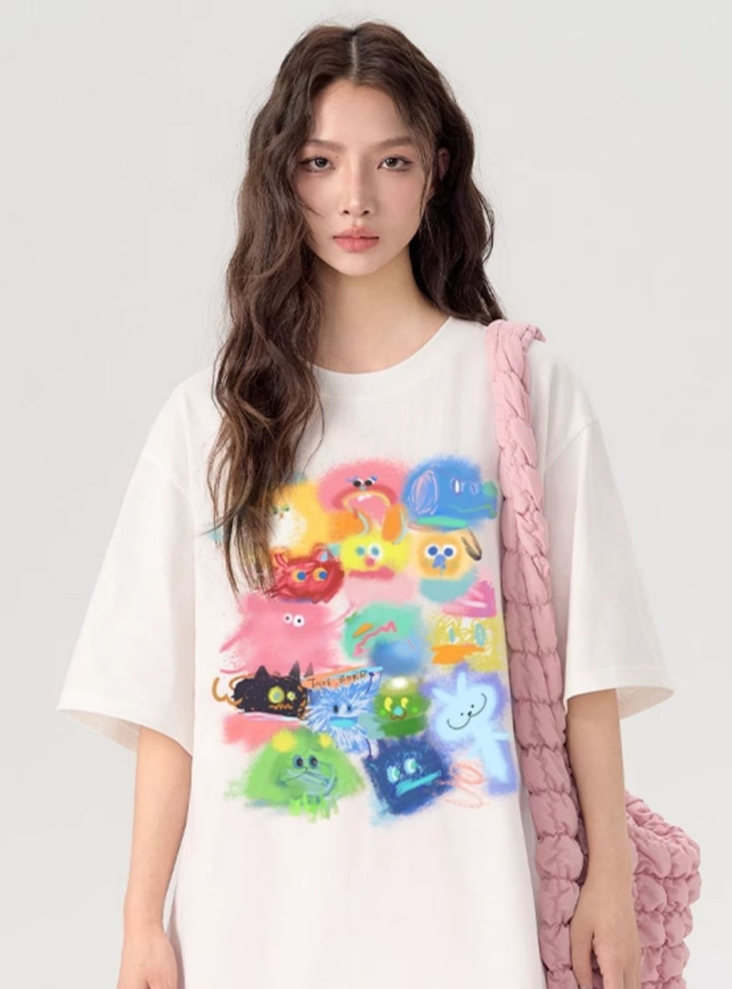 Gradient Cartoon Print T-Shirt