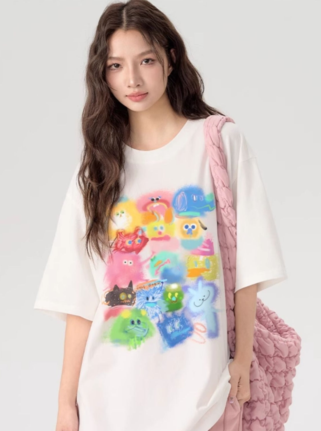 Gradient Cartoon Print T-Shirt