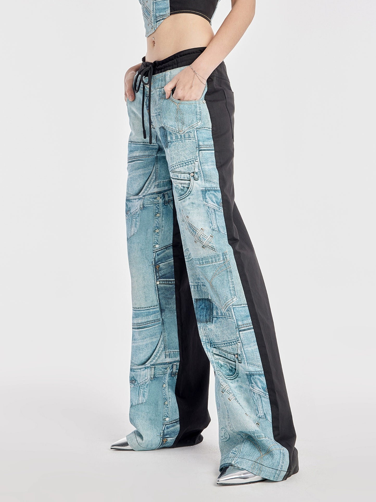 Ether Blue Stitched Jeans