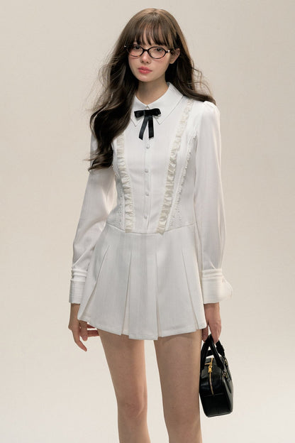 College Pleated Shirt Dress