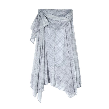Completo a Due Pezzi Retro a Quadri in Chiffon