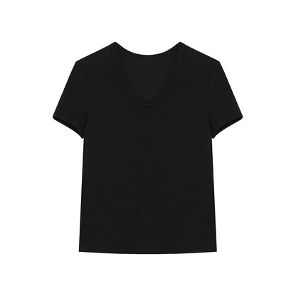 slimming solid simple short sleeve top