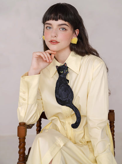 Curry Pale Yellow Feminine Retro Dress