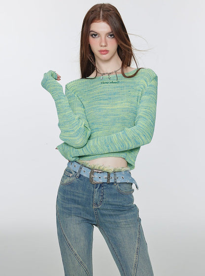 Embroidery Knitted Long Sleeve T-Shirt