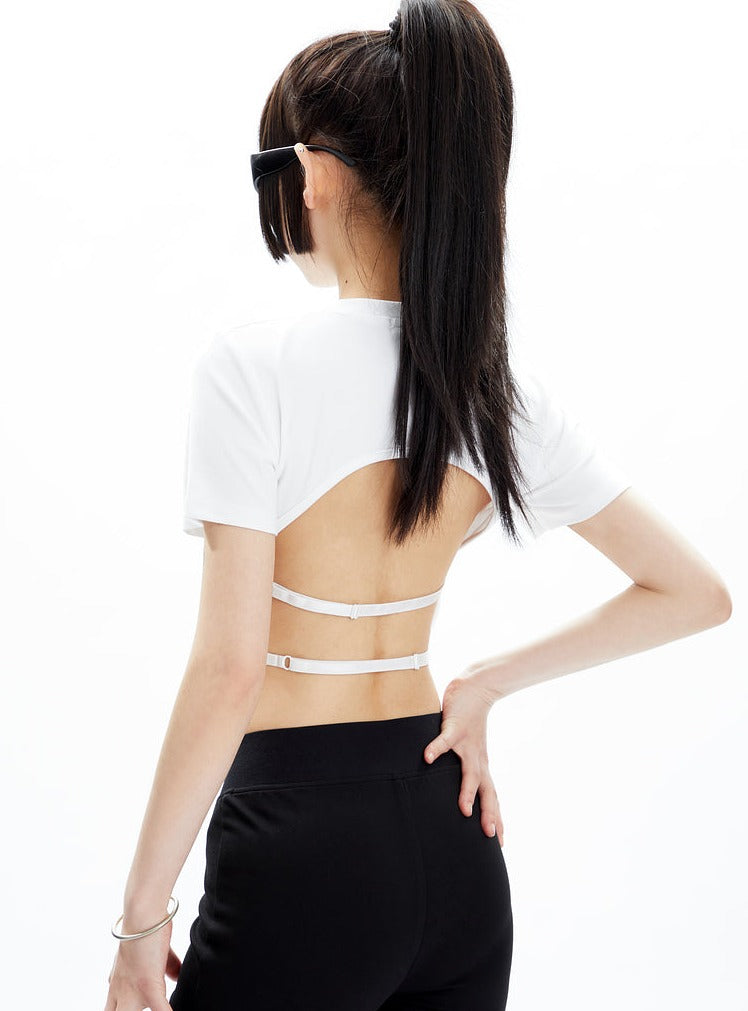 Short Sleeve Cut Out Open Back T-shirt