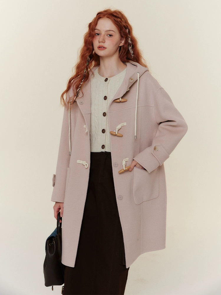 Long and short horn buttoned woolen Coat