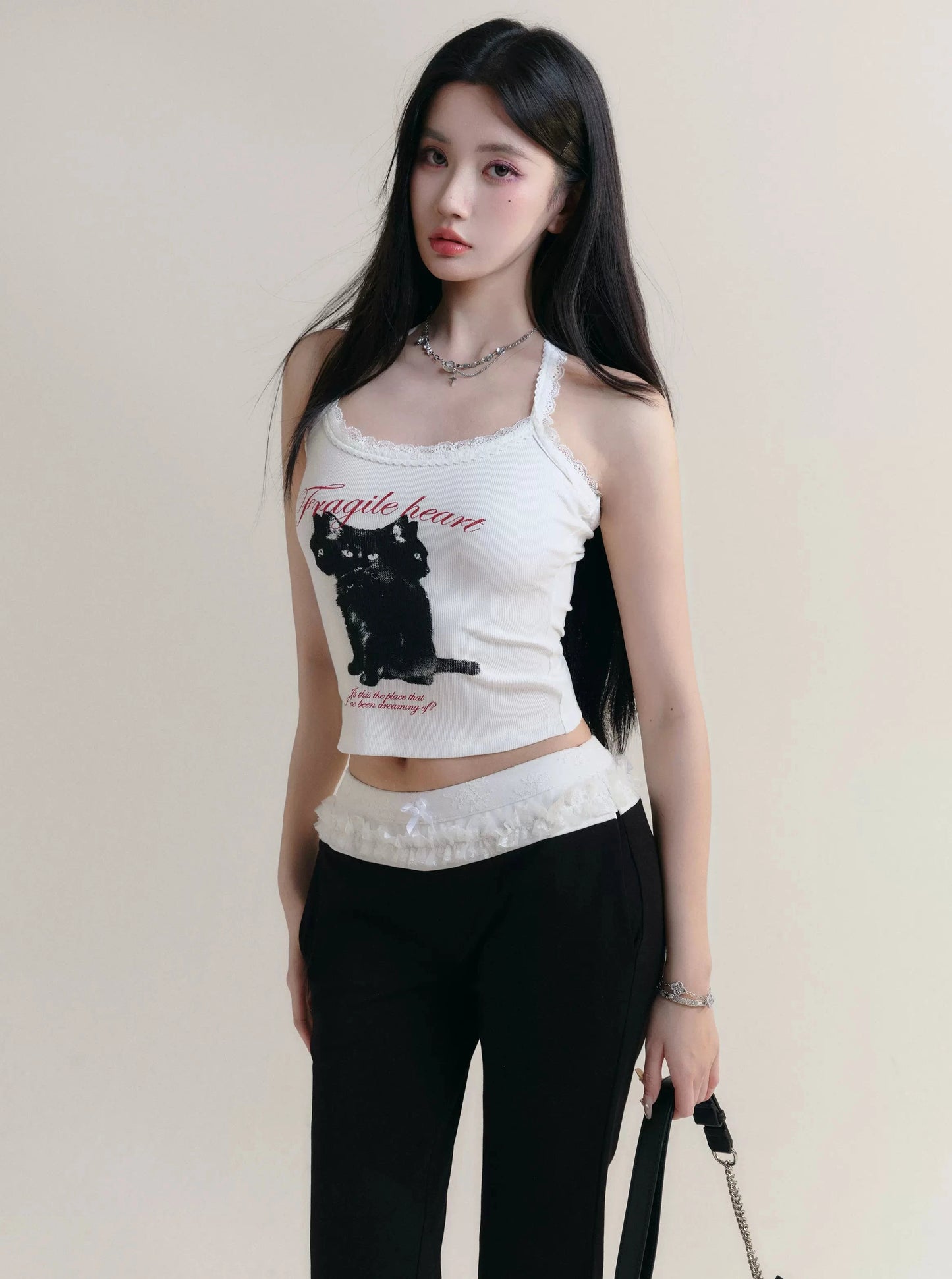 [Spot] fragile store - happy kitten oxygen sense vielseitig hot girl cat print camisole